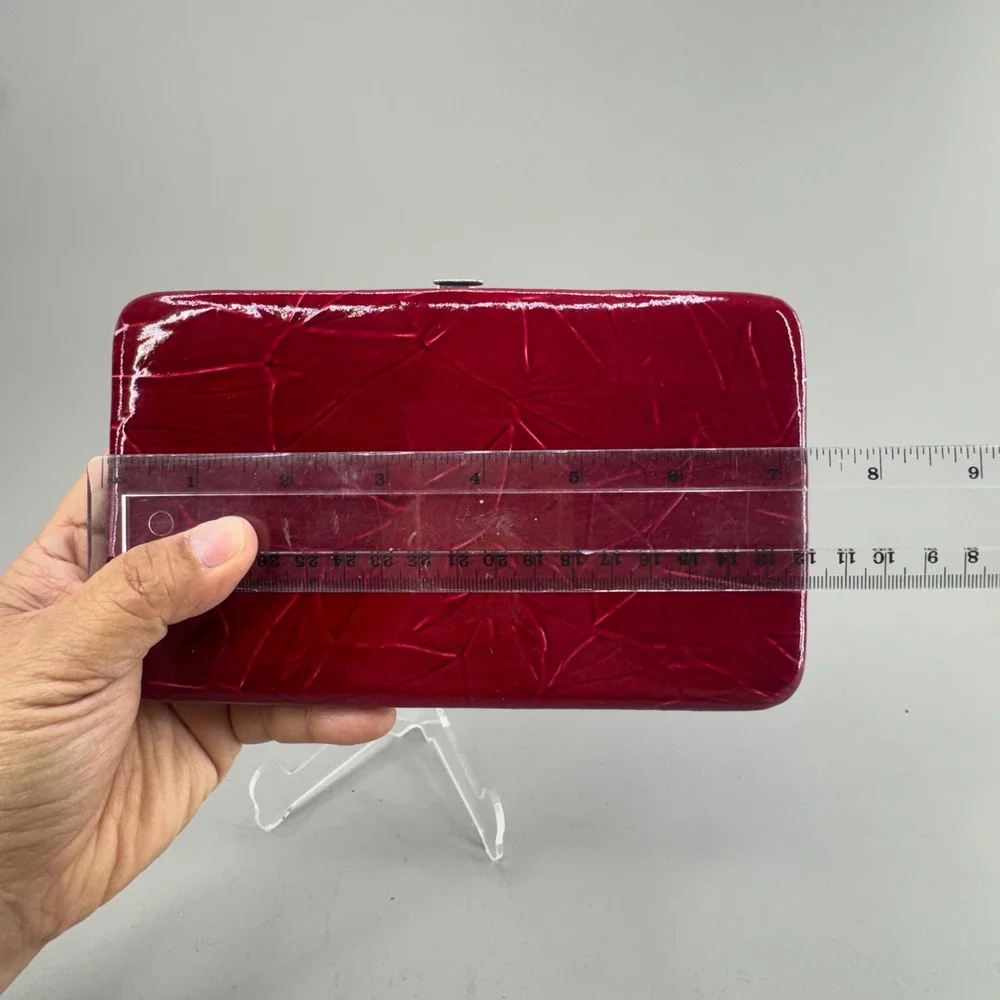 Unbranded Horseshoe Cross Rhinestone Wallet Red Patent Western Goth McBling